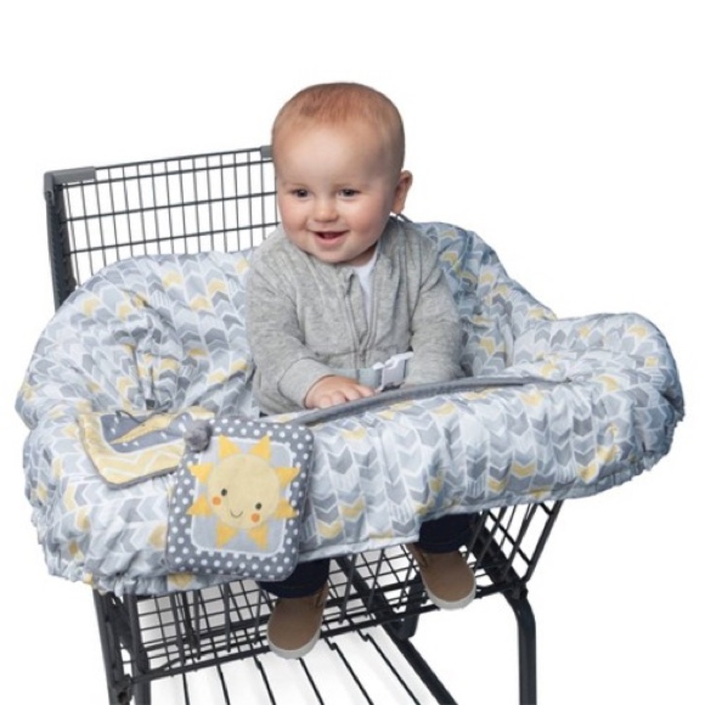 Boppy way to go shopping cart and high chair cover - gray and yellow design